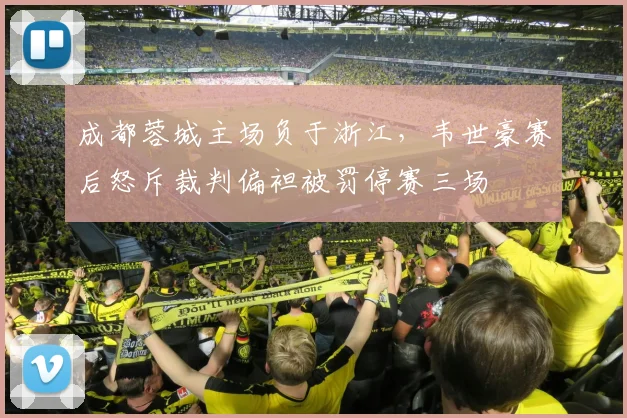 成都蓉城主场负于浙江,韦世豪赛后怒斥裁判偏袒被罚停赛三场